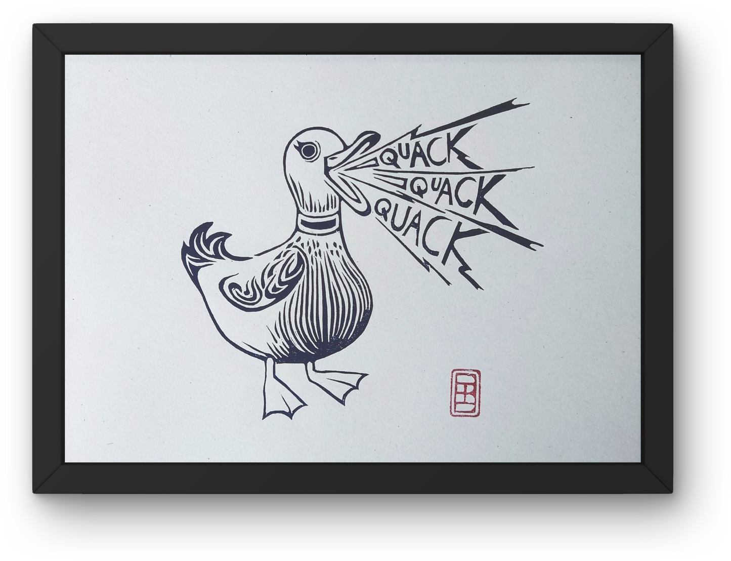 Shouting Duck | Limited Edition Handmade Lino Print