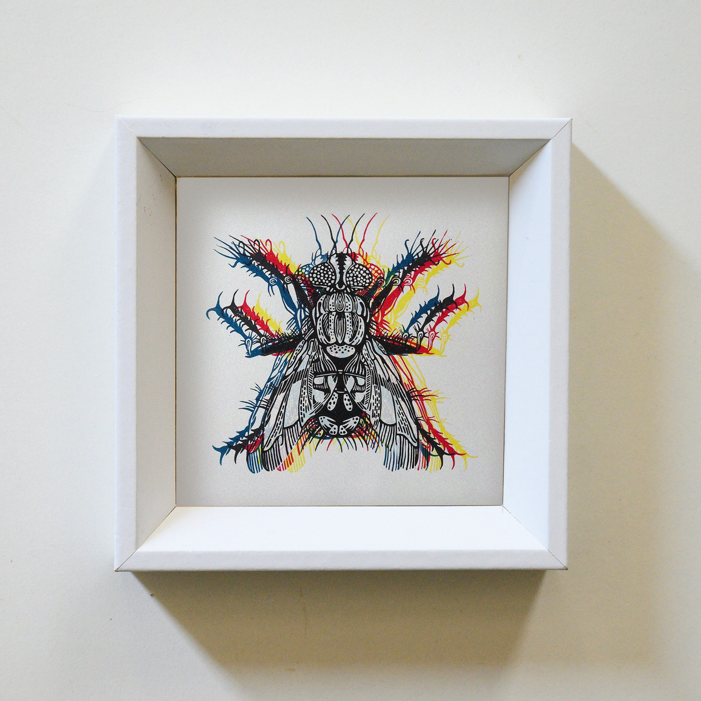 CMFlyK Multi Colour Fly | Limited Edition Handmade Lino Print