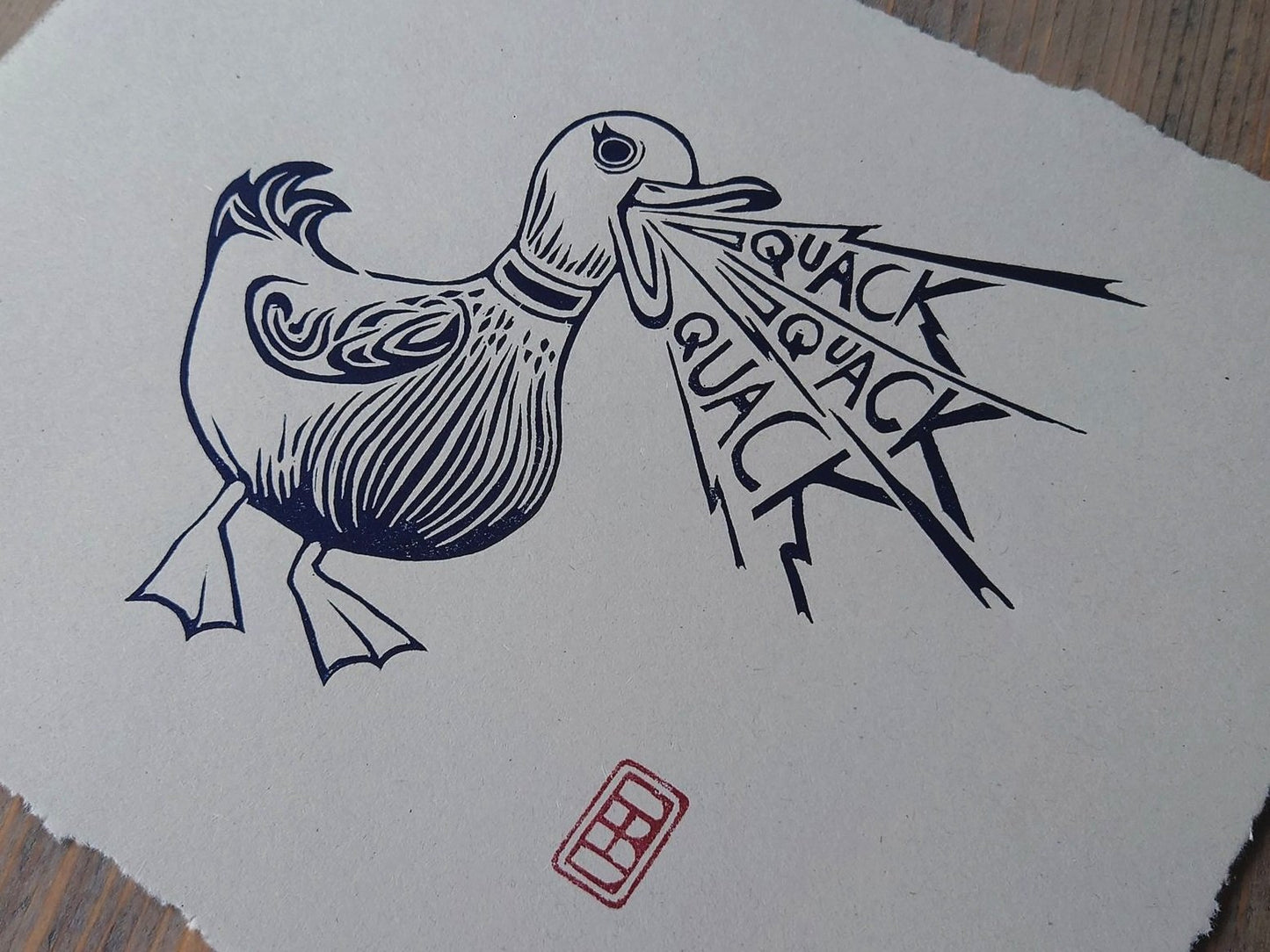 Shouting Duck | Limited Edition Handmade Lino Print