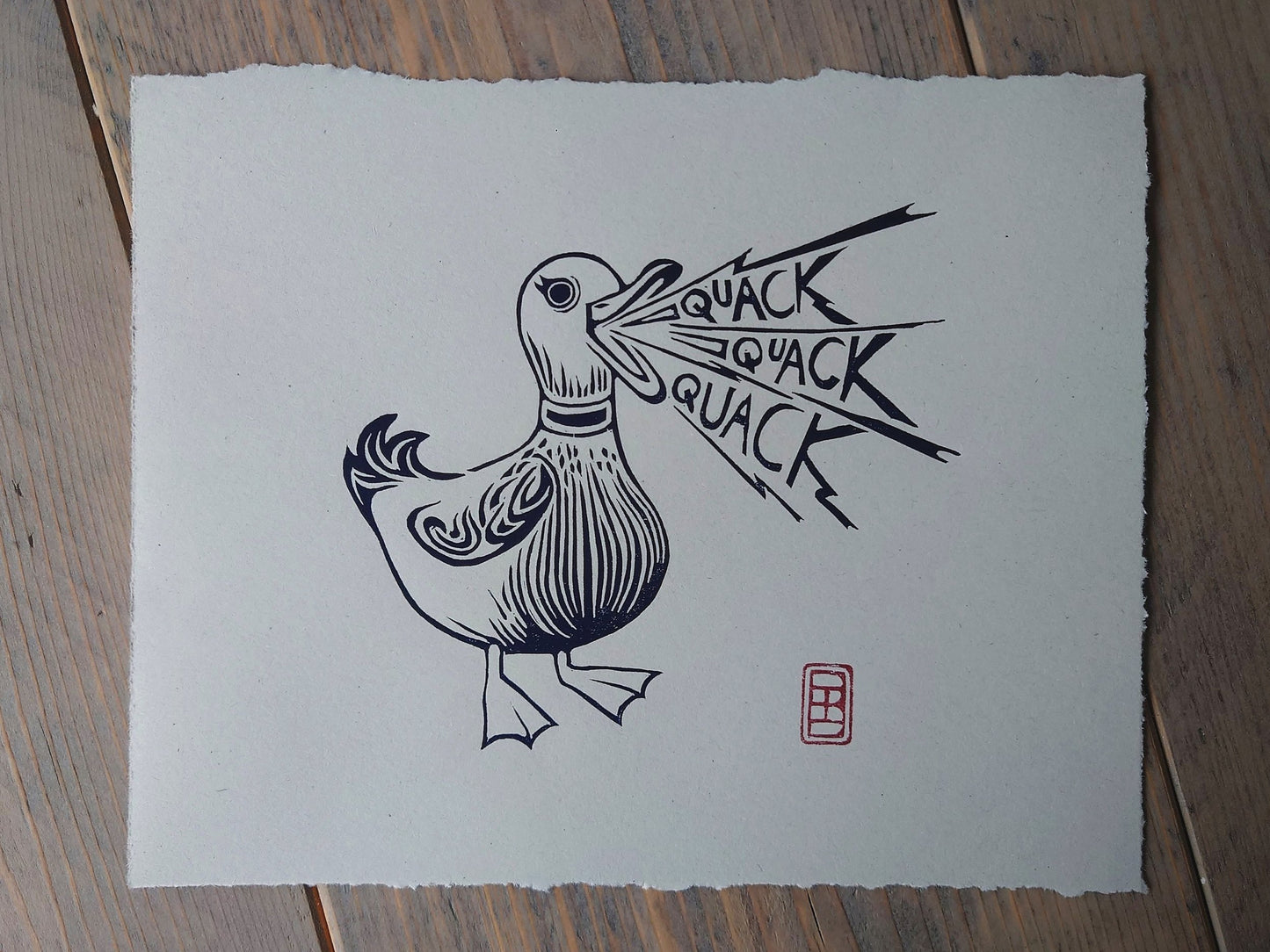 Shouting Duck | Limited Edition Handmade Lino Print