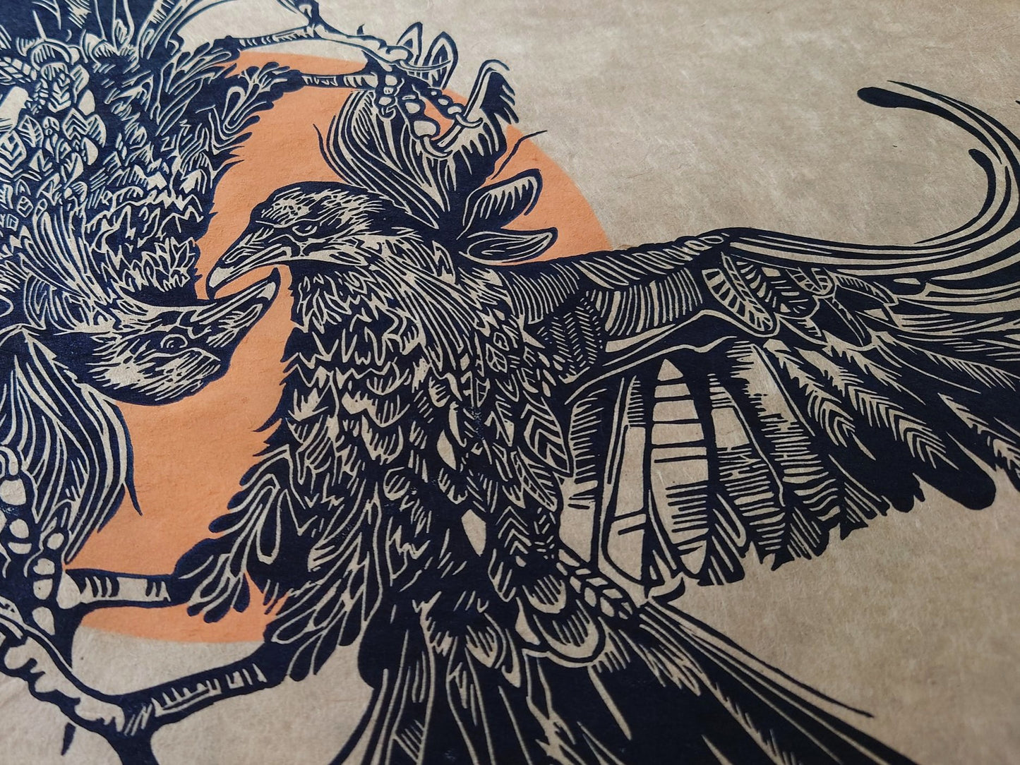 Flying Ravens | Limited Edition Handmade Lino Print